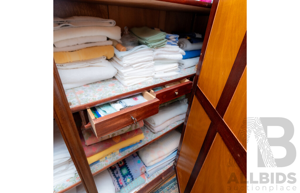 Art Deco Oak Three Door Bow Front Wardrobe with Central Mirror