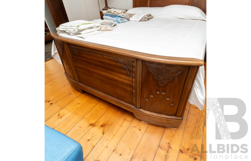Art Deco Oak Queen Size Bed