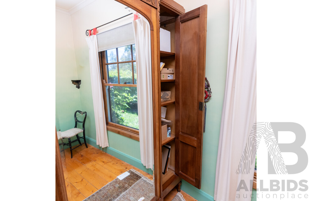 Good French Art Deco Three Panel Wardrobe with Central Mirror
