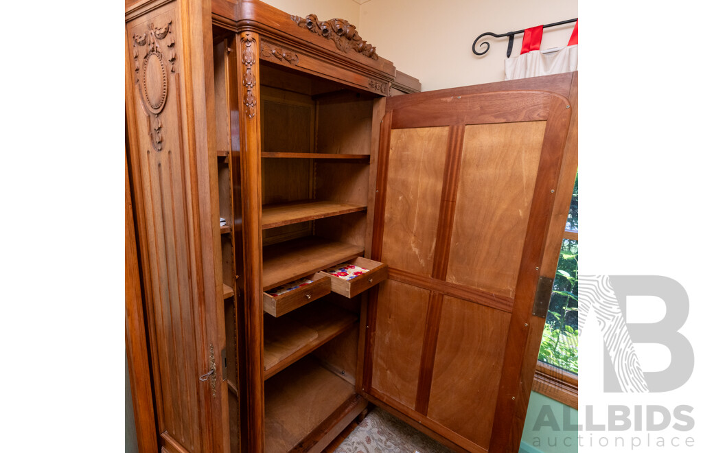 Good French Art Deco Three Panel Wardrobe with Central Mirror
