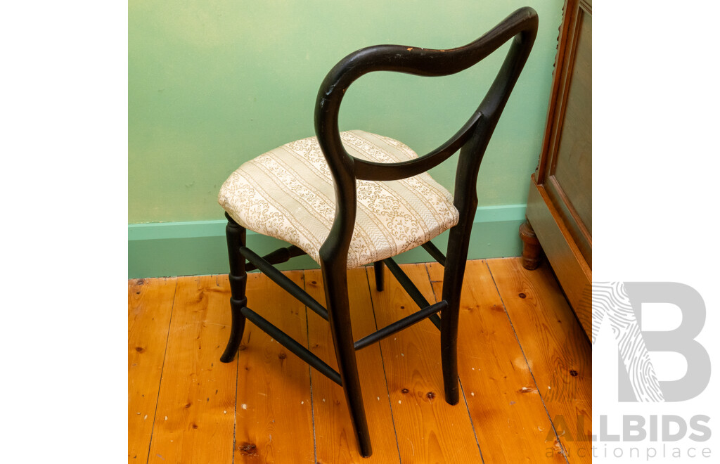 Ebonized Victorian Hitchcock Chair with Mother of Pearl Inlay