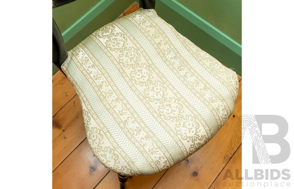 Ebonized Victorian Hitchcock Chair with Mother of Pearl Inlay