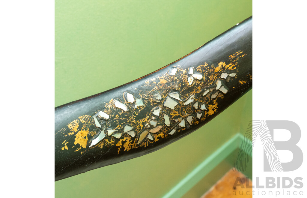 Ebonized Victorian Hitchcock Chair with Mother of Pearl Inlay