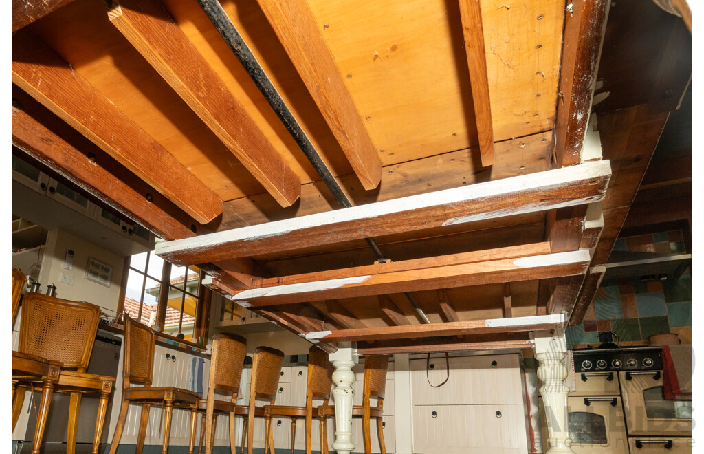 Victorian Oak Extension Dining Table with White Washed Finish
