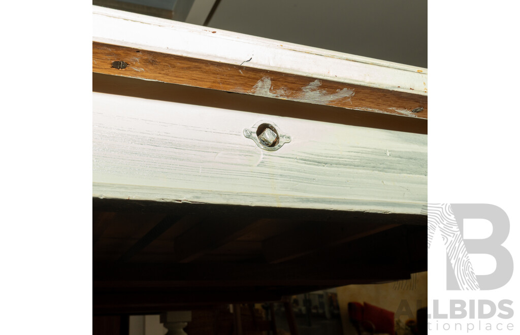 Victorian Oak Extension Dining Table with White Washed Finish