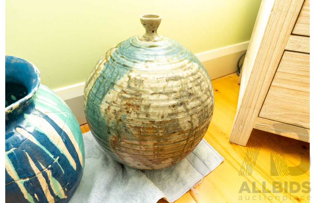 Pair of Wonderful Ceramic Glazed Vases, Approx 38 Cm Largest Height (2)