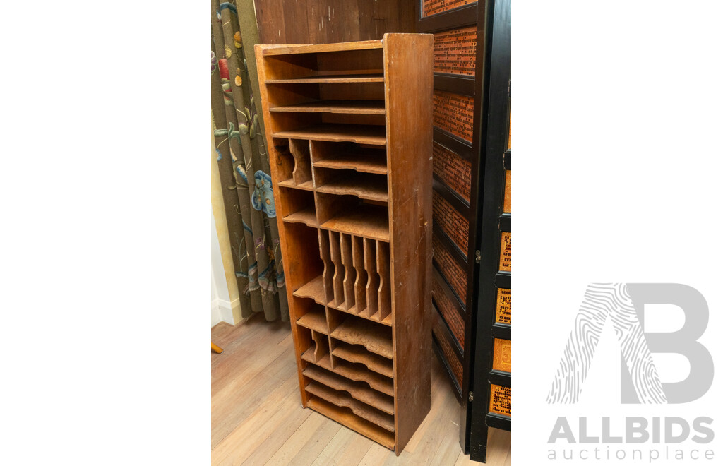 Early Hardwood Industrial Pigeonhole Unit