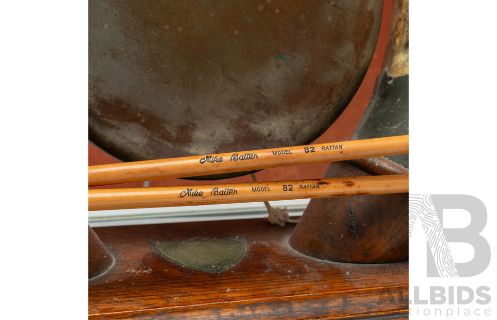 Vintage Mounted Metal Gong on Two Horns