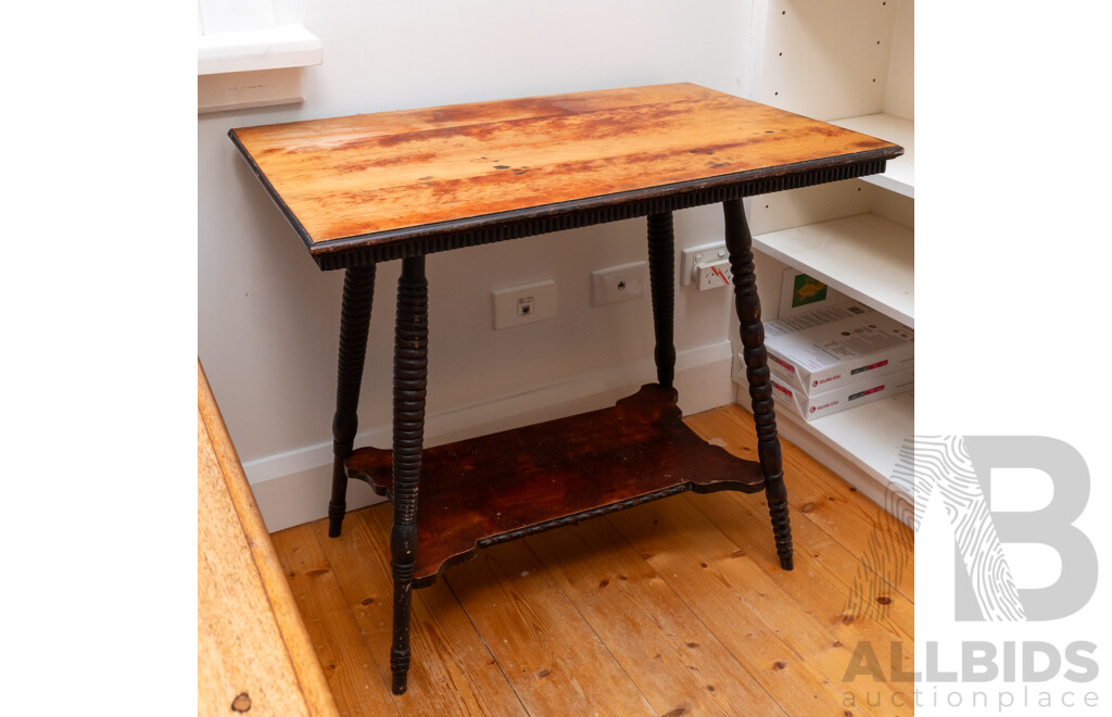 Edwardian Mahogany Parlor Table with Bobbin Turned Legs