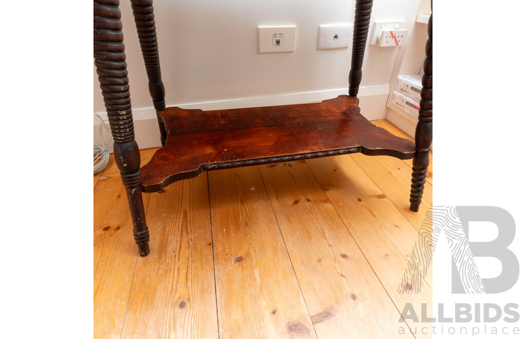 Edwardian Mahogany Parlor Table with Bobbin Turned Legs