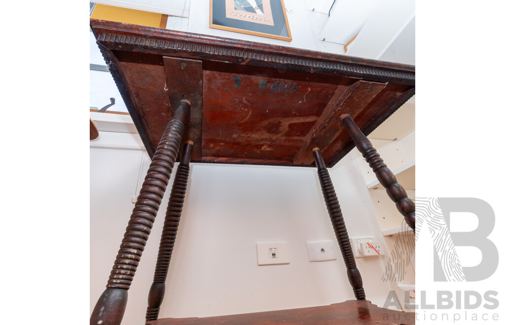 Edwardian Mahogany Parlor Table with Bobbin Turned Legs