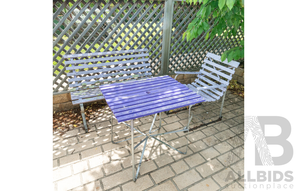 Vintage Timber and Metal Three Piece Garden Suite