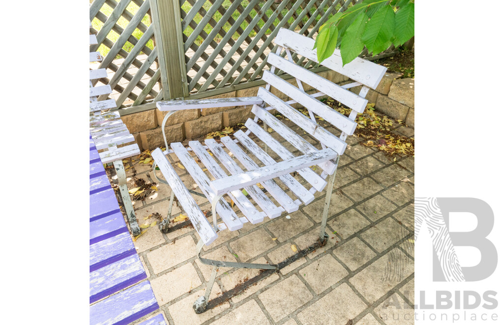 Vintage Timber and Metal Three Piece Garden Suite