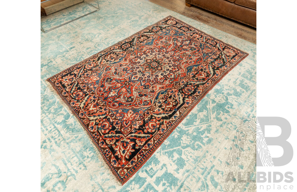 Persian Bakhtiari Blue and Red Tone Woollen Floor Rug