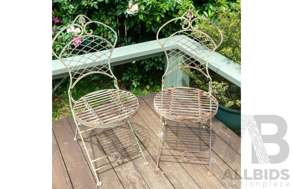 Set of Four Metal Folding Garden Chairs