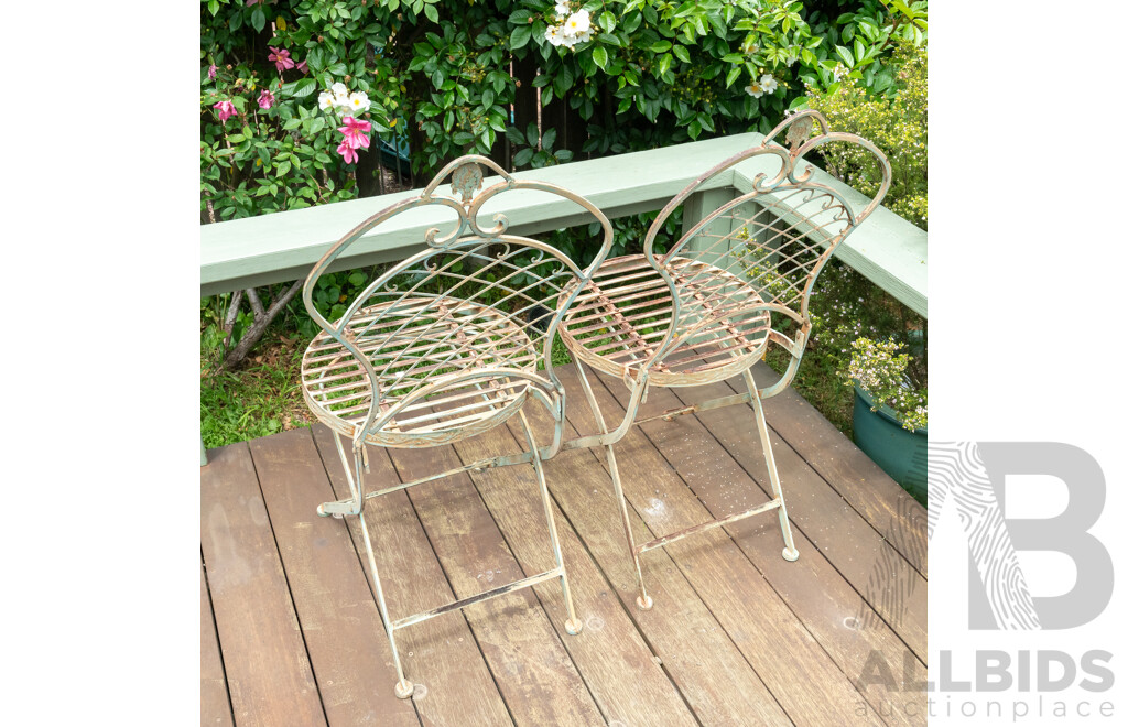Set of Four Metal Folding Garden Chairs