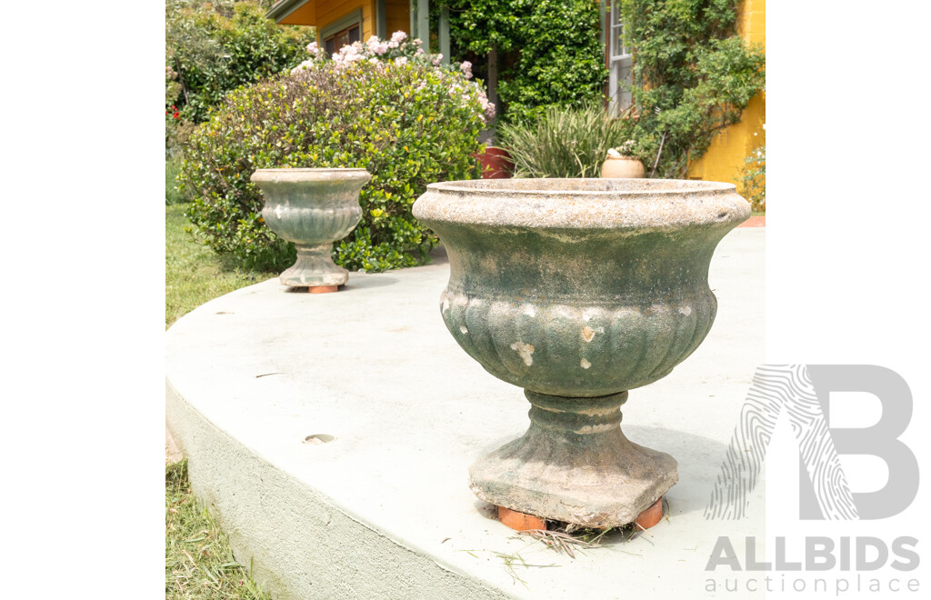Pair of Cast Concrete Urn Form Planters