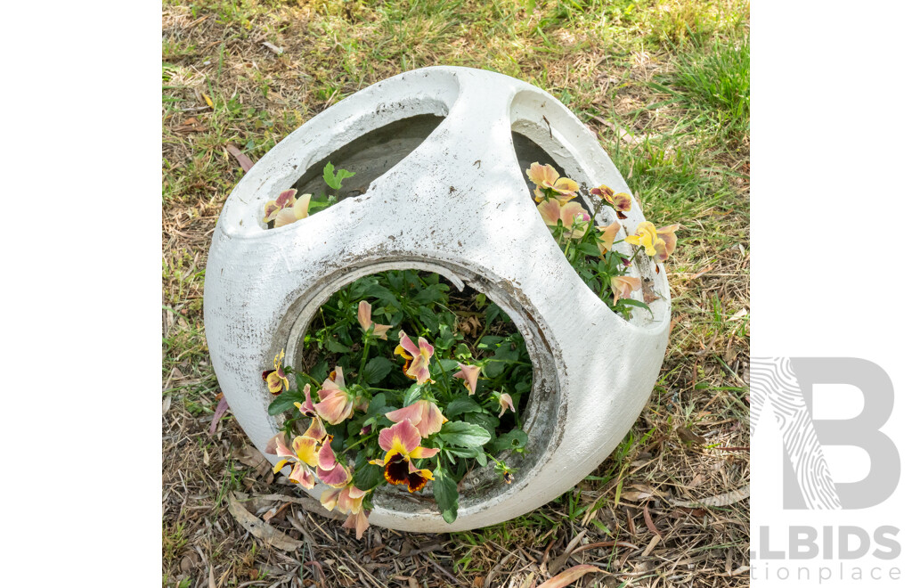 Pair of Cast Concrete Mid Century Painted Planters