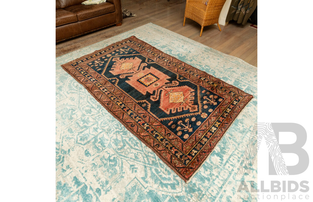 Vintage Persian Hamadan in Red and Blue Tones