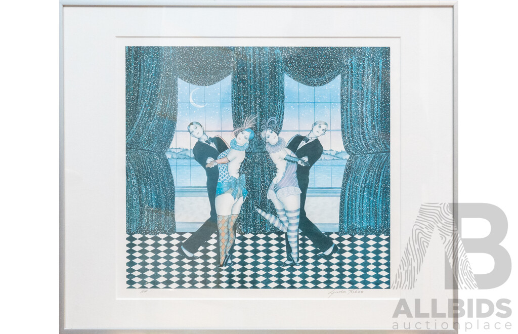 Lynda Riess, (20th Century), Lingerie & Dancing by Moonlight, Pair of Wonderful Quality Colour Framed Prints, One Hand Signed by Artist, 38 x 46 cm (frame Largest) (2)