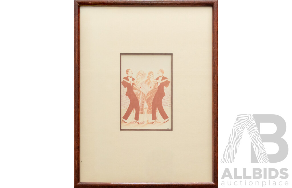 Lynda Riess, (20th Century), Dancing Quartet & By the Sea, Pair of Wonderful Quality Colour Framed Prints, 38 x 26 Cm (frame largest) (2)