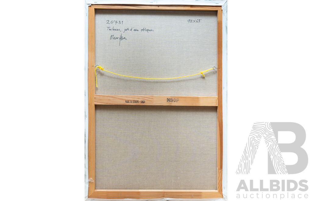 Oliver Bevan, (20th Century, British-Born French, 1941-) Tuileries, Jet D'eau Obliques, Paris, Beautiful Original Oil on Linen, 92 x 65 cm