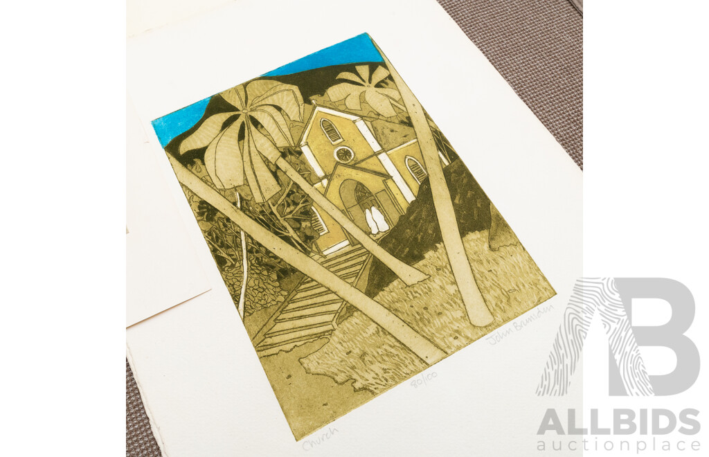 John Brusdon (20th Century, British, 1933-2014) & Cynthia Taylor (20th Century, New Zealander, 1947-), Trio of Hand Coloured Editioned & Signed Etchings,