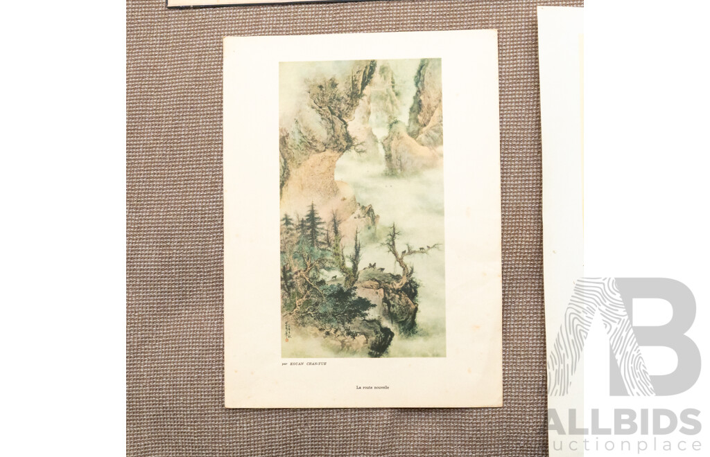 Varied Artists Unknown (Asian School), Collection of Eight Varied Asian Works Including Japanese Vintage Colour Prints & Ink and Wash on Silk Panels, 45 x 34 cm (largest) (8)