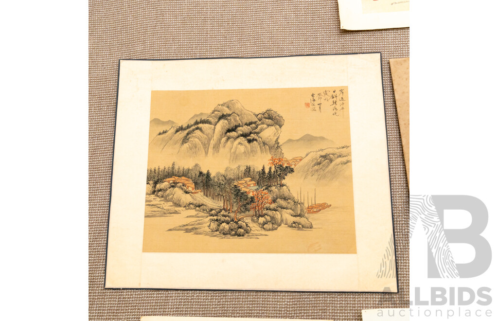 Varied Artists Unknown (Asian School), Collection of Eight Varied Asian Works Including Japanese Vintage Colour Prints & Ink and Wash on Silk Panels, 45 x 34 cm (largest) (8)
