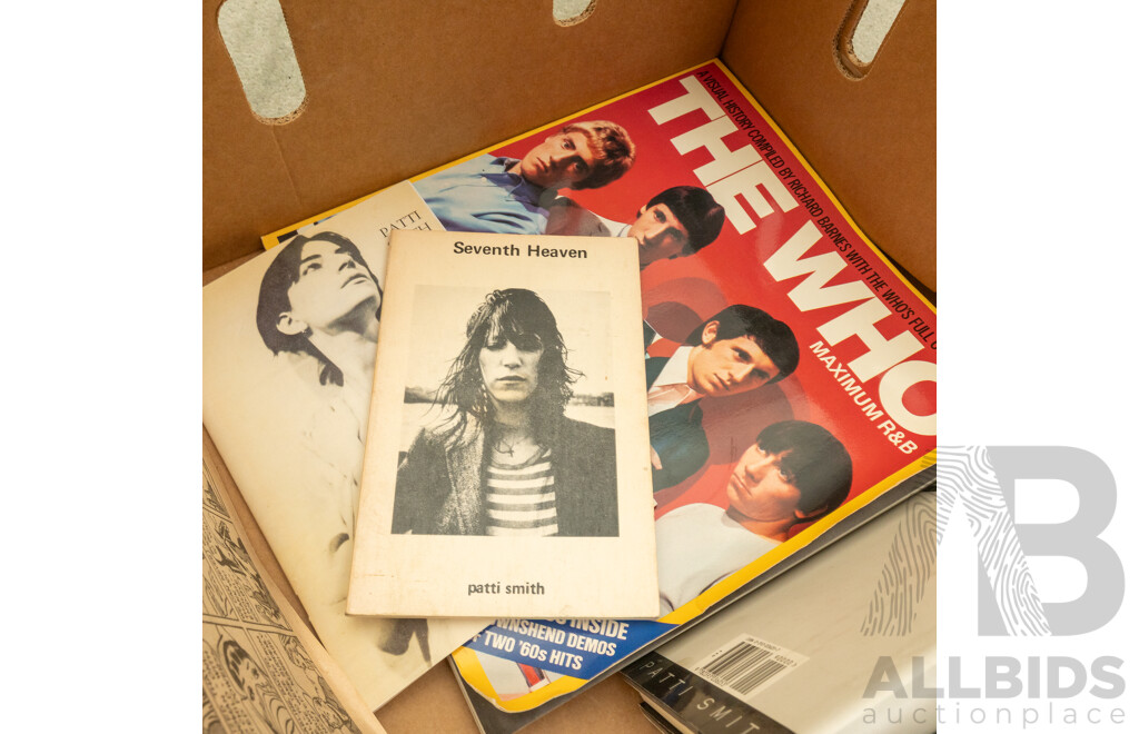 Collection of Approximately Twelve Varied Rock Music Books, Including Keith Richards, the Ossie Clark Diaries, Patti Smith & More