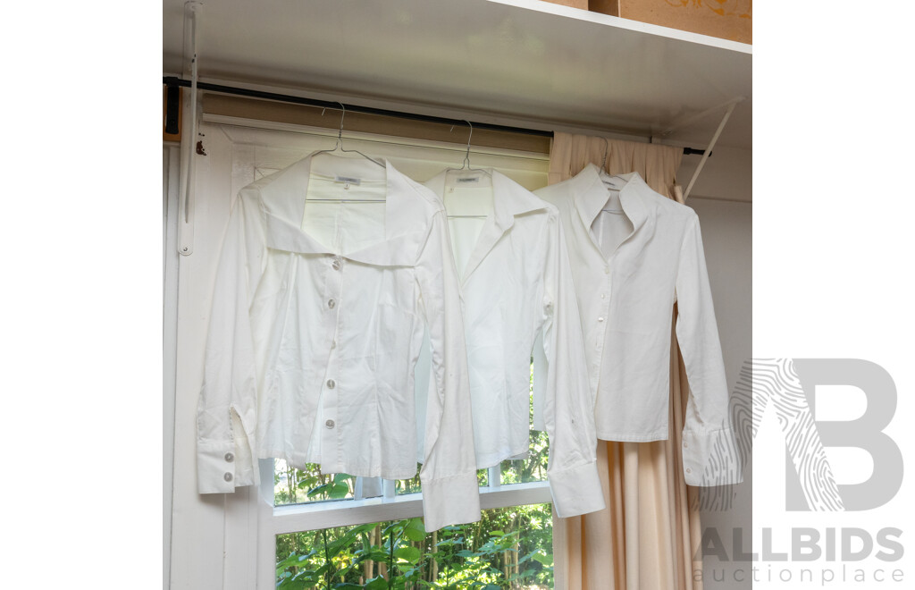 Lot of Three Naracamicie White Cotton Blouses - Sz EU 1