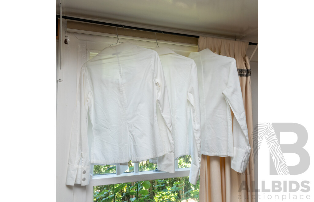 Lot of Three Naracamicie White Cotton Blouses - Sz EU 1