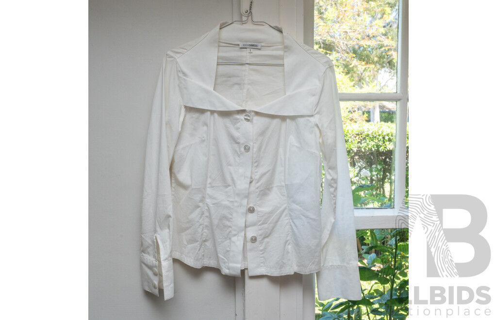 Lot of Three Naracamicie White Cotton Blouses - Sz EU 1