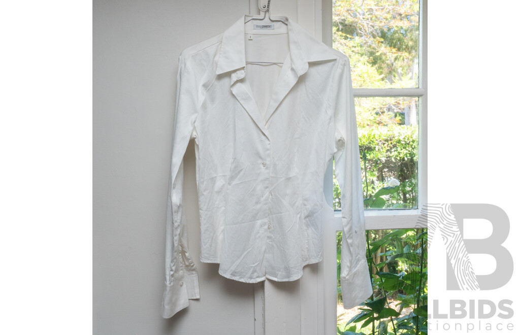 Lot of Three Naracamicie White Cotton Blouses - Sz EU 1