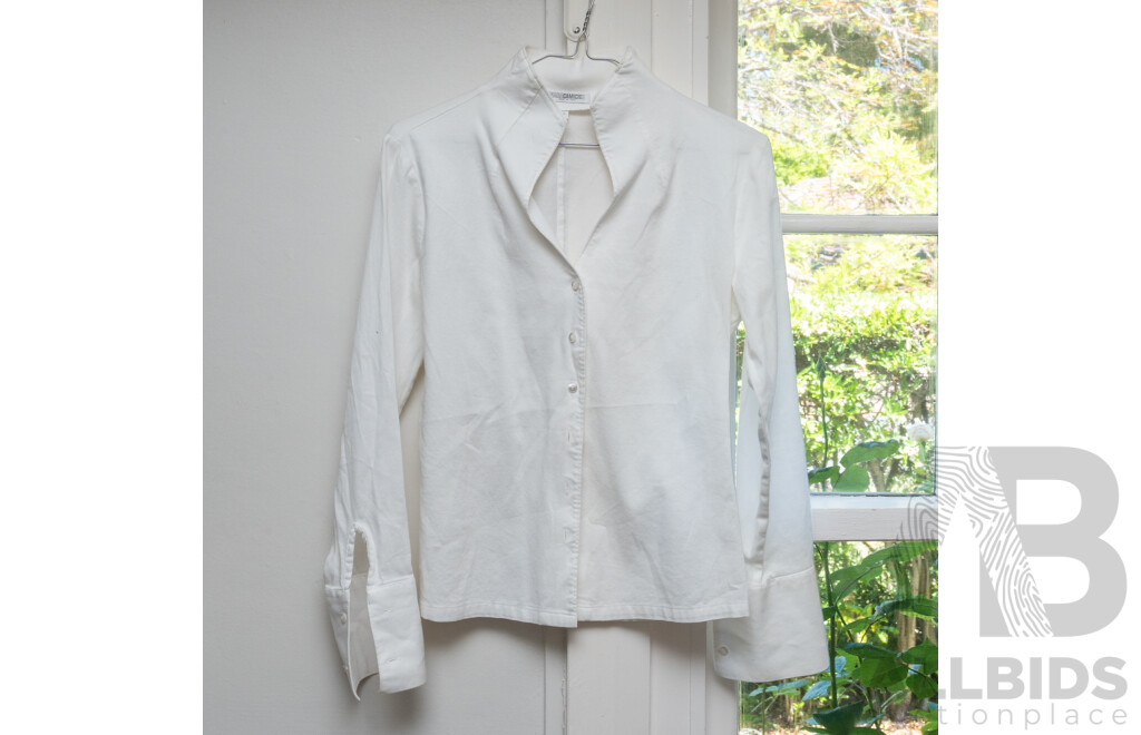 Lot of Three Naracamicie White Cotton Blouses - Sz EU 1