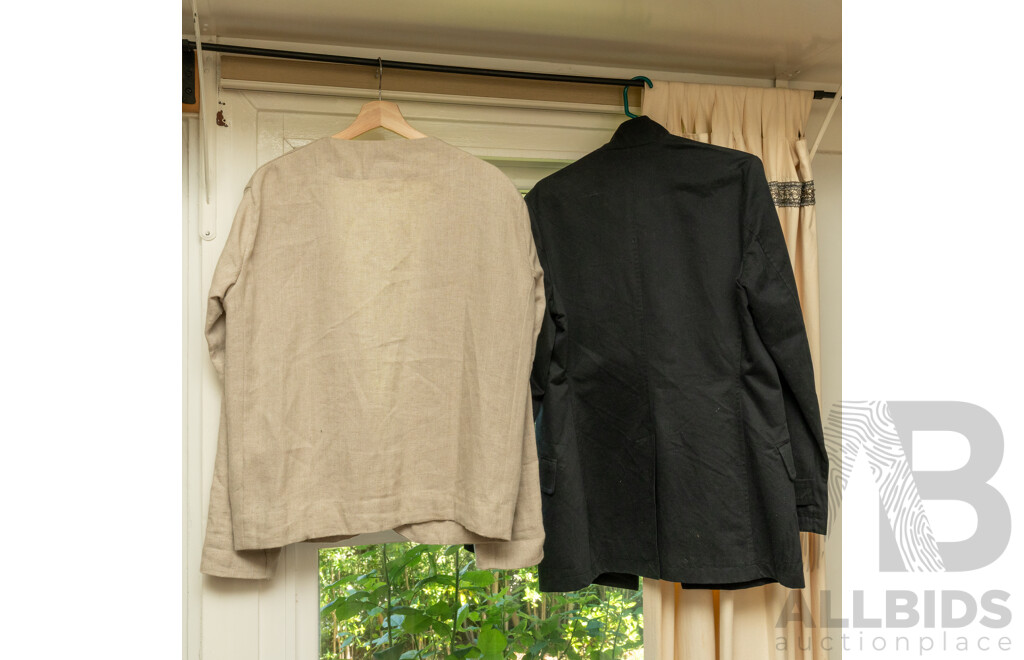 Pair of Men's Jackets, Assembly New York Linen Cardigan Jacket Sz XL (Never Worn; Tag Still Attached) & Black Brooksfield Lined Button Up Jacket - Sz M (2)
