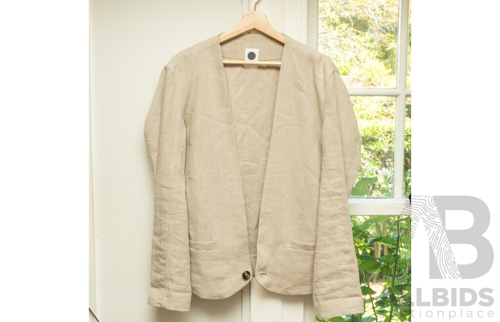 Pair of Men's Jackets, Assembly New York Linen Cardigan Jacket Sz XL (Never Worn; Tag Still Attached) & Black Brooksfield Lined Button Up Jacket - Sz M (2)