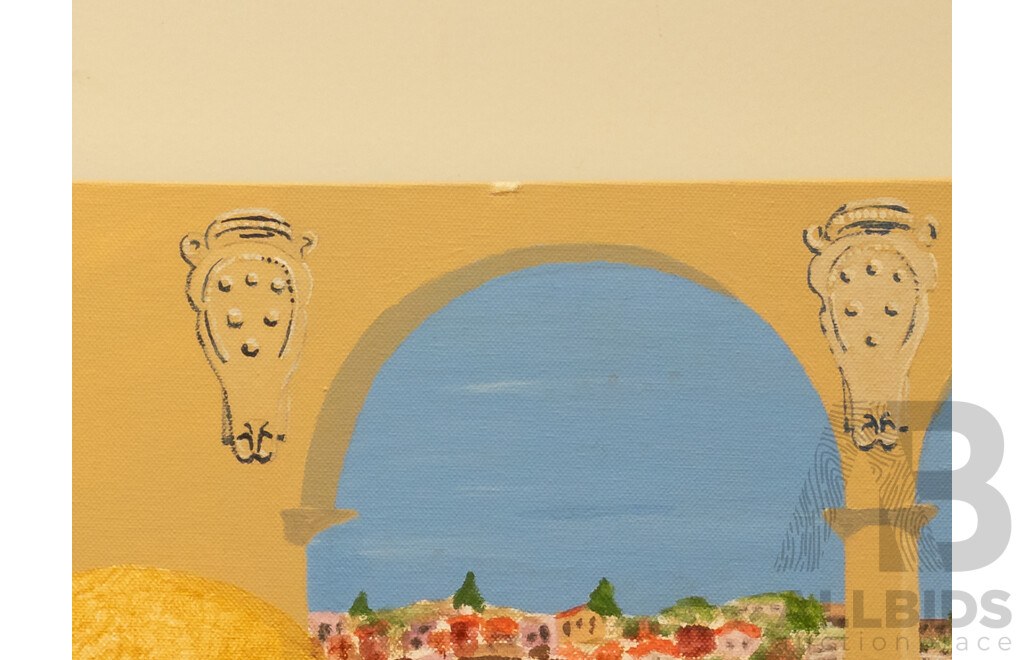 John Thomson Dalrymple Wood AO, (20th Century, Australian, 1944-2016), Bondi Jesus, Wonderful Original Oil on Canvas, 60 x 80 cm; Ceramic Lifesaver Statue 34 x 25 cm (2)