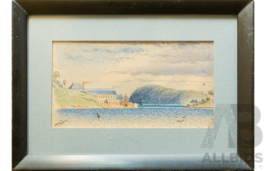 C. Wenn? (Date Unknown, Australian), Paramatta River, Dawes Point & Blue Mtns (c1877), Lovely Trio of Antique Watercolours, 12 x 17 cm (frames approx) (3)