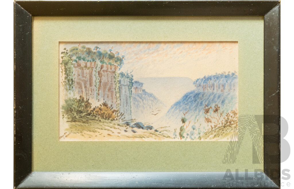 C. Wenn? (Date Unknown, Australian), Paramatta River, Dawes Point & Blue Mtns (c1877), Lovely Trio of Antique Watercolours, 12 x 17 cm (frames approx) (3)