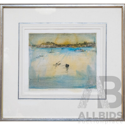 Lloyd Rees, (20th Century, Australian, 1895-1988), Lane Cove River, Wonderful Original Editioned & Signed Hand Coloured Etching, 53 x 56 cm (frame)