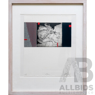 John Pratt, (20th Century, Australian), Stem, Wonderful Original Artist Proof Signed Collage, 53 x 43 cm (frame)