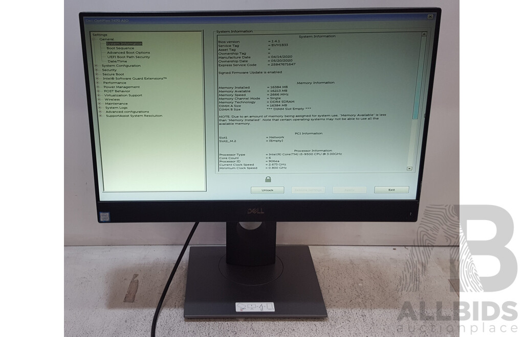 Dell OptiPlex 7470 AIO Intel Core i5 (9500) 3.00GHz-4.40GHz 6-Core CPU 23.8-Inch Touchscreen All-in-One Computer