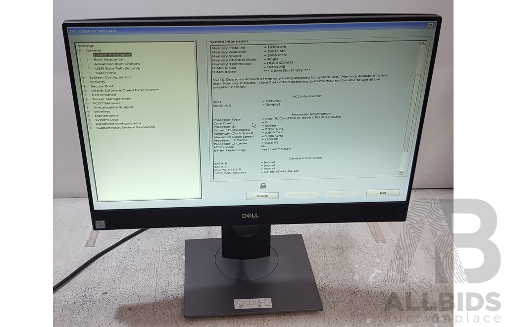 Dell OptiPlex 7470 AIO Intel Core i5 (9500) 3.00GHz-4.40GHz 6-Core CPU 23.8-Inch Touchscreen All-in-One Computer