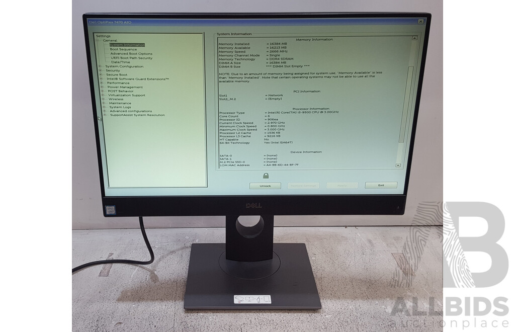 Dell OptiPlex 7470 AIO Intel Core i5 (9500) 3.00GHz-4.40GHz 6-Core CPU 23.8-Inch Touchscreen All-in-One Computer