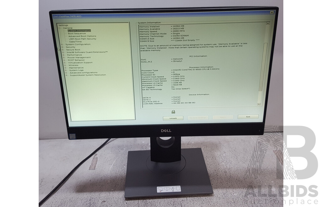 Dell OptiPlex 7470 AIO Intel Core i5 (9500) 3.00GHz-4.40GHz 6-Core CPU 23.8-Inch Touchscreen All-in-One Computer