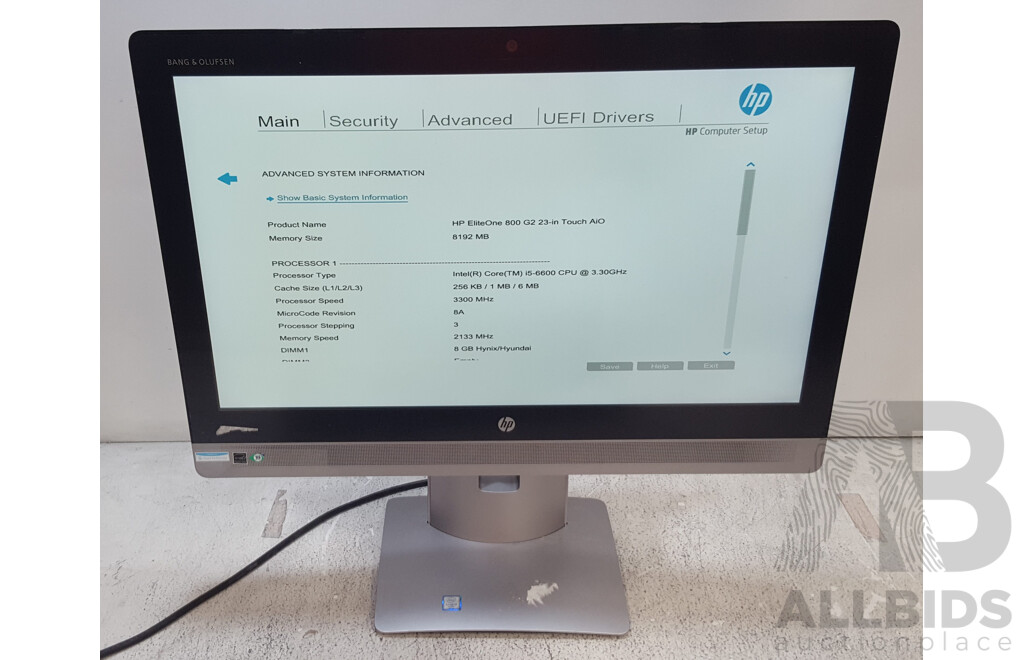HP EliteOne 800 G2 Intel Core i5 (6600) 3.30GHz-3.90GHz 4-Core CPU 23-Inch Touchscreen All-in-One Computer
