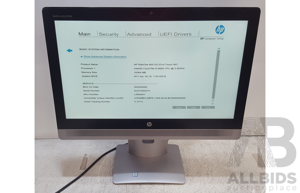 HP EliteOne 800 G2 Intel Core i5 (6600) 3.30GHz-3.90GHz 4-Core CPU 23-Inch Touchscreen All-in-One Computer