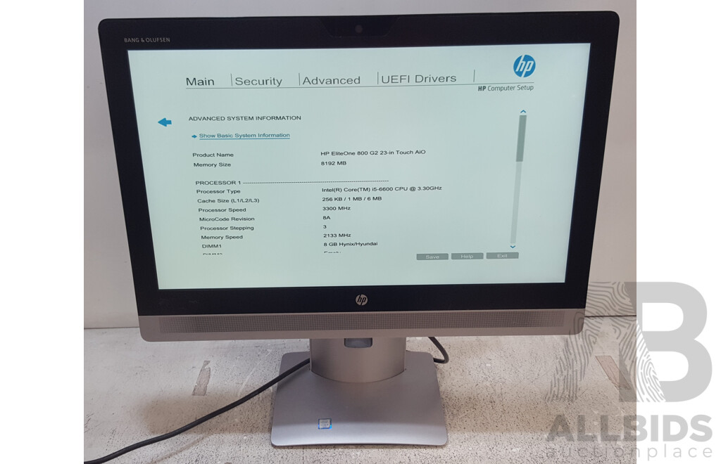 HP EliteOne 800 G2 Intel Core i5 (6600) 3.30GHz-3.90GHz 4-Core CPU 23-Inch Touchscreen All-in-One Computer