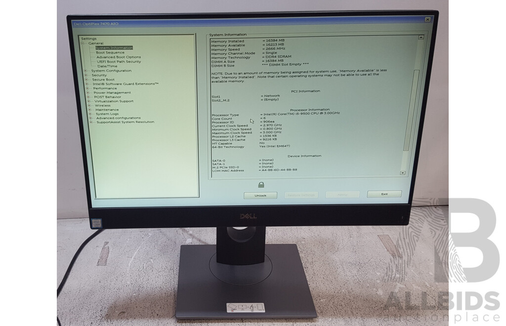 Dell OptiPlex 7470 AIO Intel Core i5 (9500) 3.00GHz-4.40GHz 6-Core CPU 23.8-Inch Touchscreen All-in-One Computer